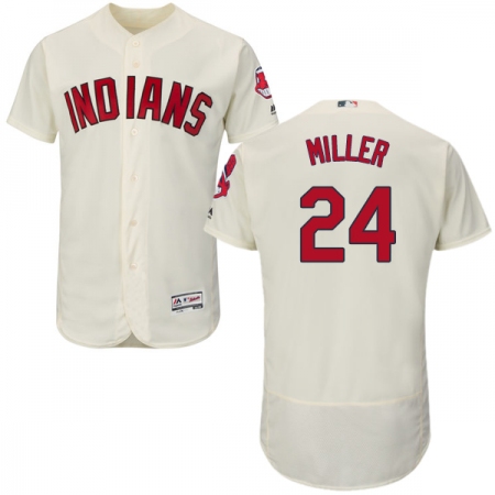 Men's Majestic Cleveland Guardians #24 Andrew Miller Cream Flexbase Authentic Collection MLB Jersey