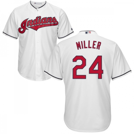 Youth Majestic Cleveland Guardians #24 Andrew Miller Replica White Home Cool Base MLB Jersey