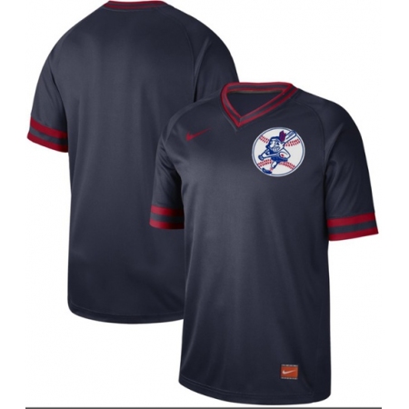 Men's Nike Cleveland Guardians Blank Navy Authentic Cooperstown Collection Baseball Jersey