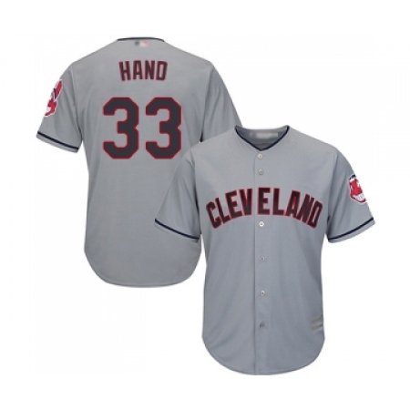 Men's Cleveland Guardians #33 Brad Hand Replica Grey Road Cool Base Baseball Jersey