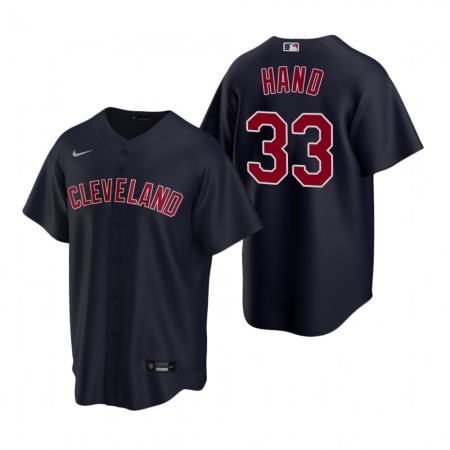 Men's Nike Cleveland Guardians #33 Brad Hand Navy Alternate Stitched Baseball Jersey