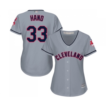 Women's Cleveland Guardians #33 Brad Hand Replica Grey Road Cool Base Baseball Jersey
