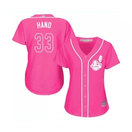 Women's Cleveland Guardians #33 Brad Hand Replica Pink Fashion Cool Base Baseball Jersey