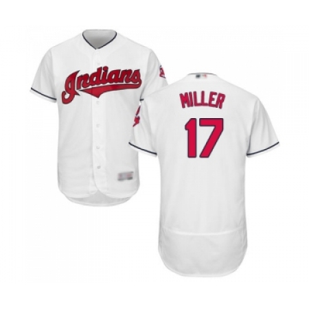 Men's Cleveland Guardians #17 Brad Miller White Home Flex Base Authentic Collection Baseball Jersey
