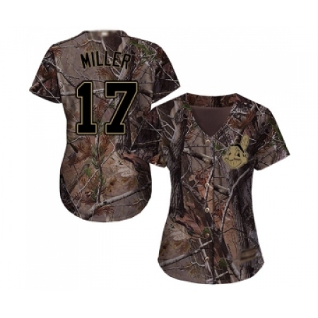 Women's Cleveland Guardians #17 Brad Miller Authentic Camo Realtree Collection Flex Base Baseball Jersey