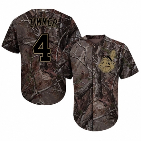 Men's Majestic Cleveland Guardians #4 Bradley Zimmer Authentic Camo Realtree Collection Flex Base MLB Jersey