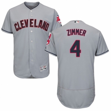 Men's Majestic Cleveland Guardians #4 Bradley Zimmer Grey Road Flex Base Authentic Collection MLB Jersey