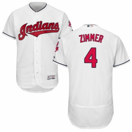 Men's Majestic Cleveland Guardians #4 Bradley Zimmer White Home Flex Base Authentic Collection MLB Jersey