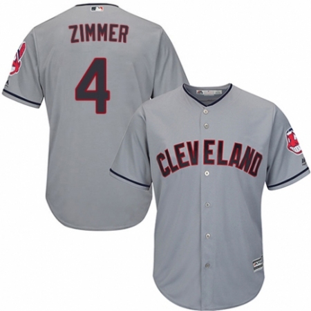 Youth Majestic Cleveland Guardians #4 Bradley Zimmer Authentic Grey Road Cool Base MLB Jersey