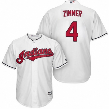 Youth Majestic Cleveland Guardians #4 Bradley Zimmer Authentic White Home Cool Base MLB Jersey