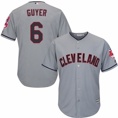 Men's Majestic Cleveland Guardians #6 Brandon Guyer Replica Grey Road Cool Base MLB Jersey