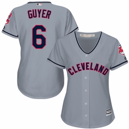 Women's Majestic Cleveland Guardians #6 Brandon Guyer Replica Grey Road Cool Base MLB Jersey