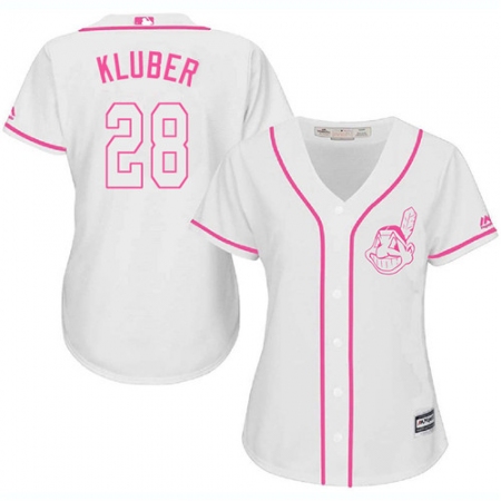 Women's Majestic Cleveland Guardians #28 Corey Kluber Authentic White Fashion Cool Base MLB Jersey