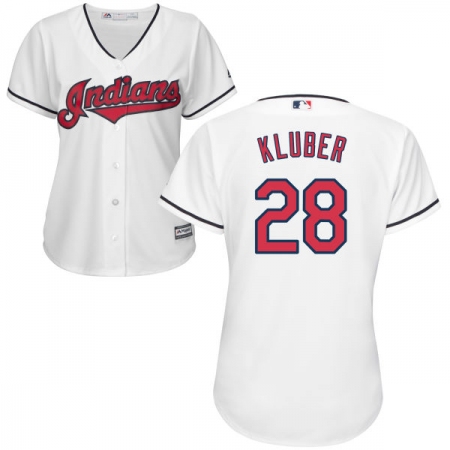 Women's Majestic Cleveland Guardians #28 Corey Kluber Replica White Home Cool Base MLB Jersey