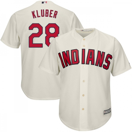 Youth Majestic Cleveland Guardians #28 Corey Kluber Replica Cream Alternate 2 Cool Base MLB Jersey