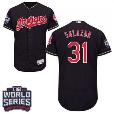 Men's Majestic Cleveland Guardians #31 Danny Salazar Navy Blue 2016 World Series Bound Flexbase Authentic Collection MLB Jersey