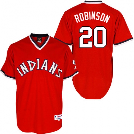 Men's Majestic Cleveland Guardians #20 Eddie Robinson Replica Red 1974 Turn Back The Clock MLB Jersey