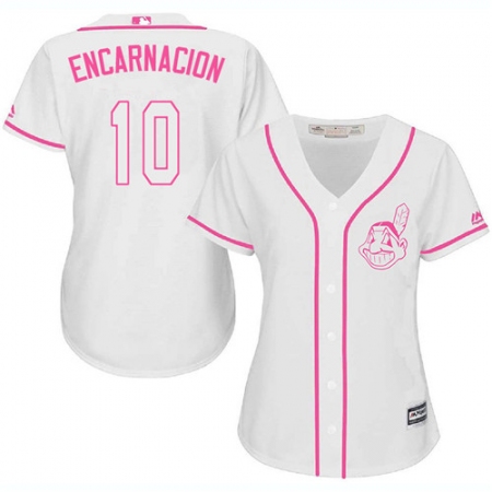 Women's Majestic Cleveland Guardians #10 Edwin Encarnacion Replica White Fashion Cool Base MLB Jersey