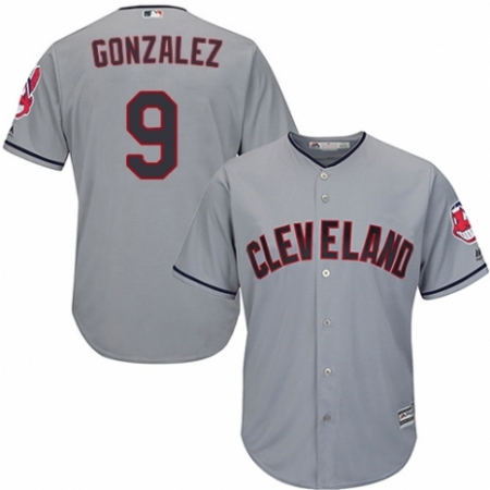 Men's Majestic Cleveland Guardians #9 Erik Gonzalez Replica Grey Road Cool Base MLB Jersey