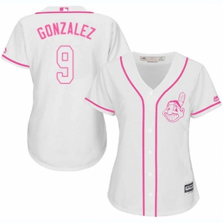 Women's Majestic Cleveland Guardians #9 Erik Gonzalez Authentic White Fashion Cool Base MLB Jersey