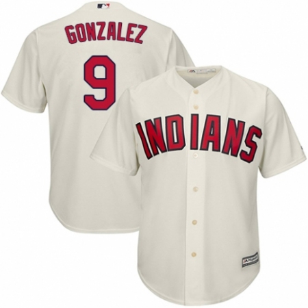 Youth Majestic Cleveland Guardians #9 Erik Gonzalez Replica Cream Alternate 2 Cool Base MLB Jersey