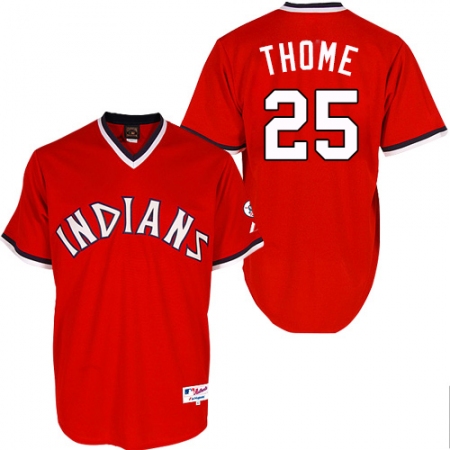 Men's Majestic Cleveland Guardians #25 Jim Thome Authentic Red 1978 Turn Back The Clock MLB Jersey