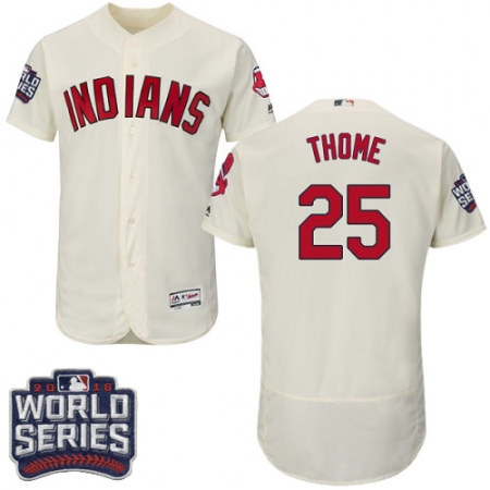 Men's Majestic Cleveland Guardians #25 Jim Thome Cream 2016 World Series Bound Flexbase Authentic Collection MLB Jersey