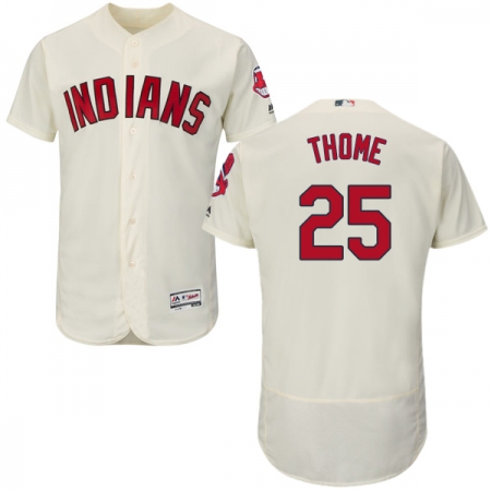 Men's Majestic Cleveland Guardians #25 Jim Thome Cream Alternate Flex Base Authentic Collection MLB Jersey