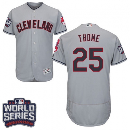 Men's Majestic Cleveland Guardians #25 Jim Thome Grey 2016 World Series Bound Flexbase Authentic Collection MLB Jersey