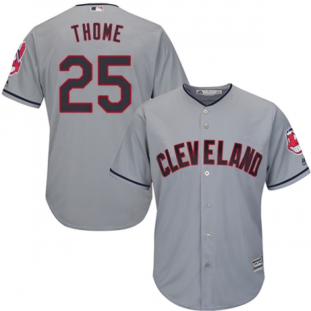 Men's Majestic Cleveland Guardians #25 Jim Thome Replica Grey Road Cool Base MLB Jersey