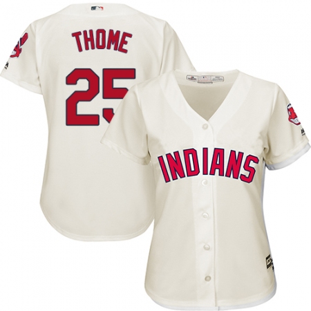 Women's Majestic Cleveland Guardians #25 Jim Thome Authentic Cream Alternate 2 Cool Base MLB Jersey