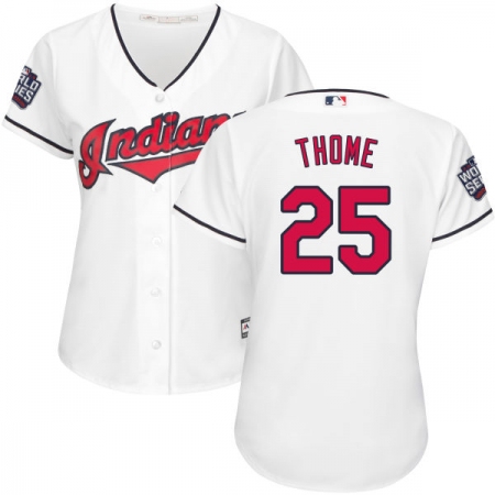 Women's Majestic Cleveland Guardians #25 Jim Thome Authentic White Home 2016 World Series Bound Cool Base MLB Jersey