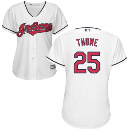 Women's Majestic Cleveland Guardians #25 Jim Thome Authentic White Home Cool Base MLB Jersey