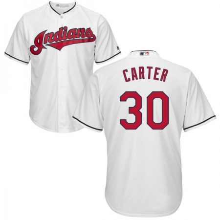 Youth Majestic Cleveland Guardians #30 Joe Carter Replica White Home Cool Base MLB Jersey