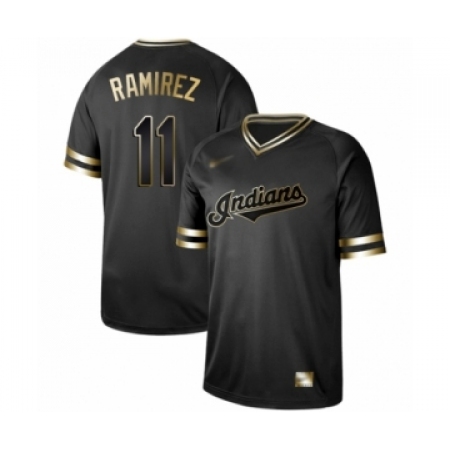 Men's Cleveland Guardians #11 Jose Ramirez Authentic Black Gold Fashion Baseball Jersey