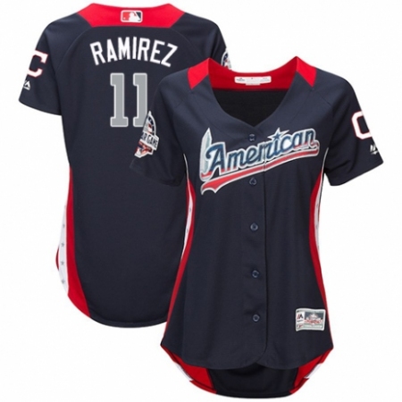 Women's Majestic Cleveland Guardians #11 Jose Ramirez Game Navy Blue American League 2018 MLB All-Star MLB Jersey