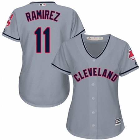 Women's Majestic Cleveland Guardians #11 Jose Ramirez Replica Grey Road Cool Base MLB Jersey