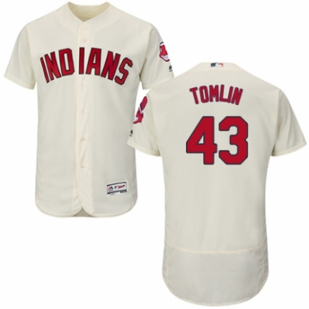Men's Majestic Cleveland Guardians #43 Josh Tomlin Cream Alternate Flex Base Authentic Collection MLB Jersey