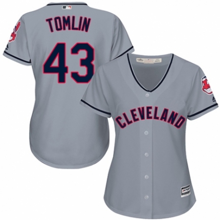Women's Majestic Cleveland Guardians #43 Josh Tomlin Authentic Grey Road Cool Base MLB Jersey