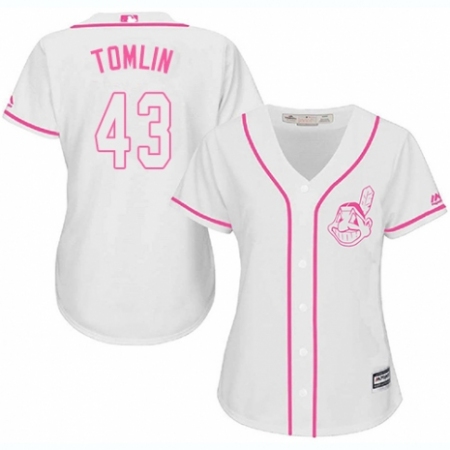 Women's Majestic Cleveland Guardians #43 Josh Tomlin Replica White Fashion Cool Base MLB Jersey