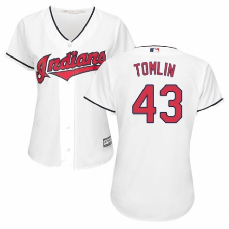 Women's Majestic Cleveland Guardians #43 Josh Tomlin Replica White Home Cool Base MLB Jersey