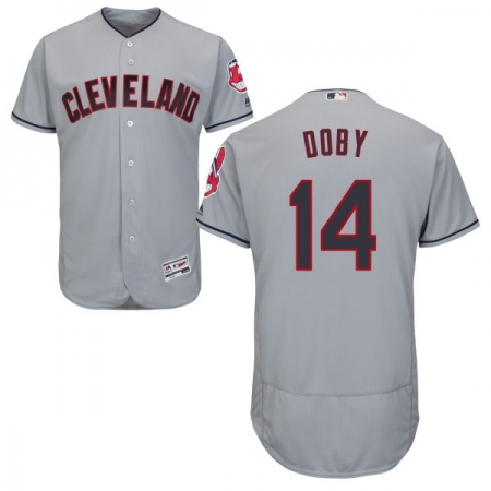 Men's Majestic Cleveland Guardians #14 Larry Doby Grey Road Flex Base Authentic Collection MLB Jersey
