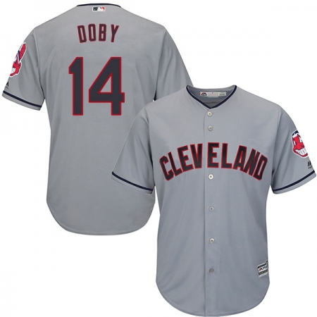 Men's Majestic Cleveland Guardians #14 Larry Doby Replica Grey Road Cool Base MLB Jersey