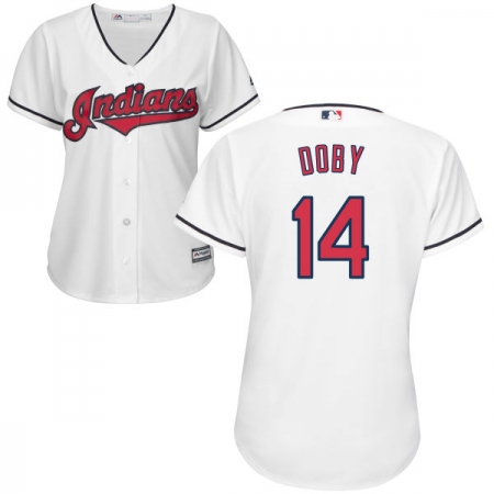 Women's Majestic Cleveland Guardians #14 Larry Doby Replica White Home Cool Base MLB Jersey