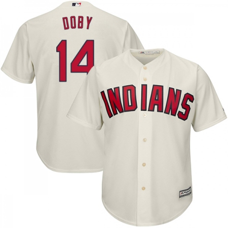 Youth Majestic Cleveland Guardians #14 Larry Doby Authentic Cream Alternate 2 Cool Base MLB Jersey