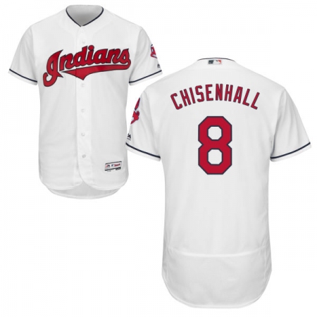 Men's Majestic Cleveland Guardians #8 Lonnie Chisenhall White Home Flex Base Authentic Collection MLB Jersey