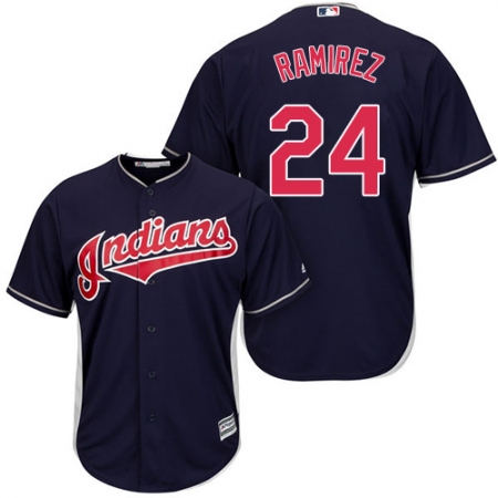 Men's Majestic Cleveland Guardians #24 Manny Ramirez Replica Navy Blue Alternate 1 Cool Base MLB Jersey