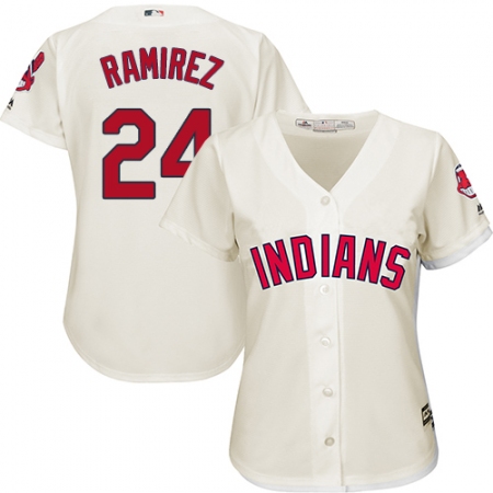 Women's Majestic Cleveland Guardians #24 Manny Ramirez Authentic Cream Alternate 2 Cool Base MLB Jersey
