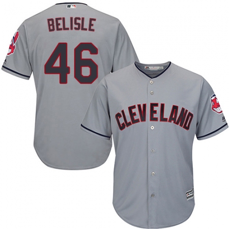 Men's Majestic Cleveland Guardians #46 Matt Belisle Replica Grey Road Cool Base MLB Jersey