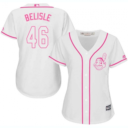 Women's Majestic Cleveland Guardians #46 Matt Belisle Authentic White Fashion Cool Base MLB Jersey